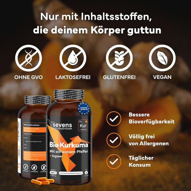 Detalle 2 de Sevens Nutrition Kurkuma Kapseln 365 đź’Š