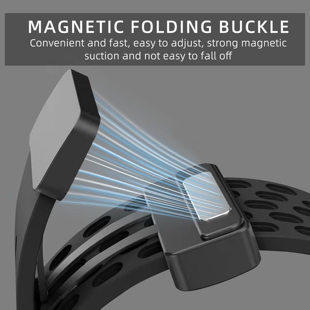 Detalle de MaEiol 18mm Silicone Strap with Magnetic Folding Clasp for Huawei Watch GT 6/5/4 (41mm) and selected Garmin models – Black