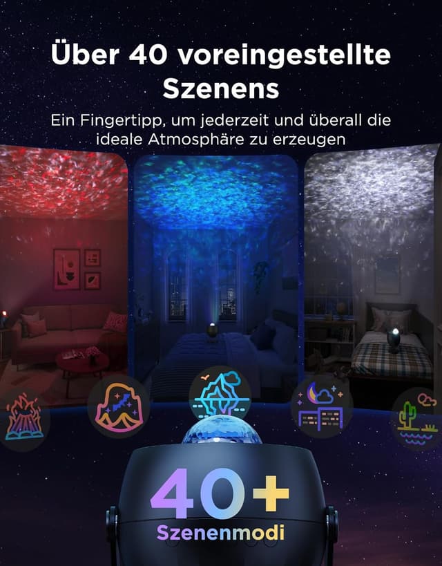 Detalle de Govee Sternenhimmel Projektor „Ozeanwelle“ mit dynamischen Welleneffekten und Matter-Kompatibilität