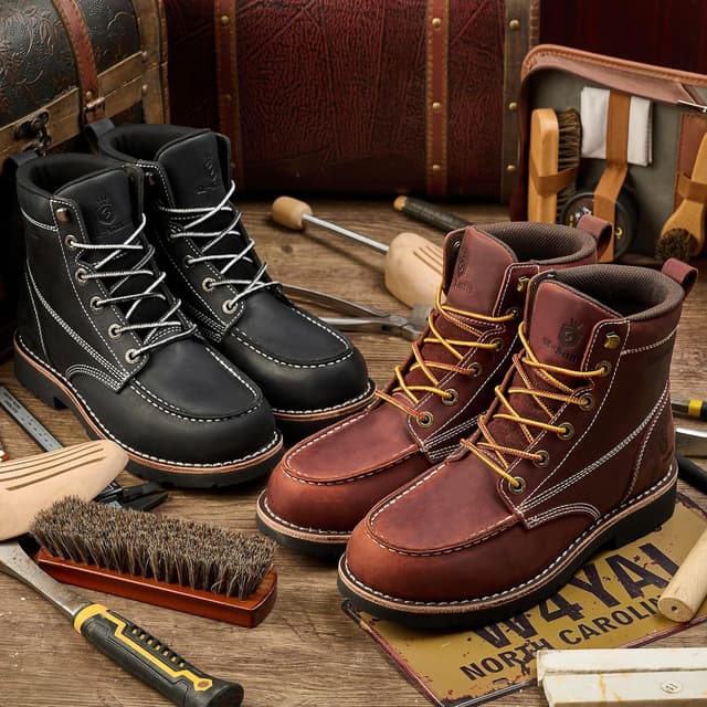 Detalle 2 de SL-Saint Bottes Moc Toe imperméables souples en cuir véritable, cousues type welts, cheville – fait à la main