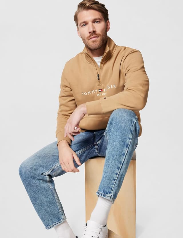 Detalle 2 de Tommy Hilfiger felpa con zip da uomo Zip Mockneck Mezza Zip