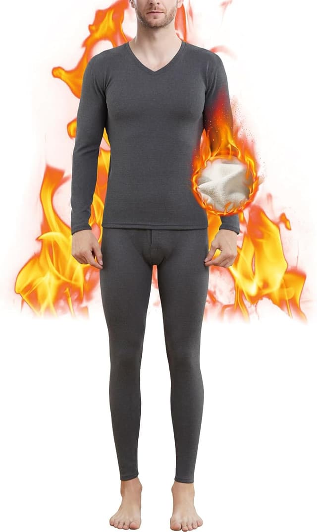 Detalle de Boyzn Mens Fleece Lined Thermal Underwear Set (Long Sleeve Top & Long Johns)