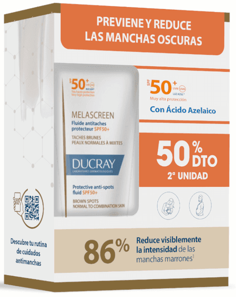 Detalle de Ducray Melascreen Fluido SPF50+ 2x40 ml cuidador antimanchas