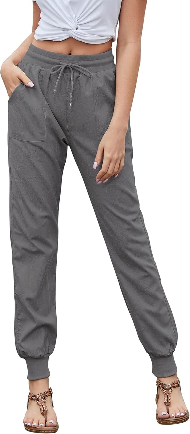Detalle 2 de Damen Sommer Casual Hose aus Baumwolle/Leinen-Mix mit Stretch-Bund & Taschen (Straight Leg)