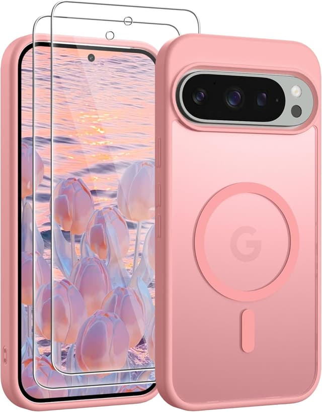 Detalle de Jshru Magnetic Case for Google Pixel 9 Pro XL (Magsafe Compatible) – Light Pink with HD Screen Protectors