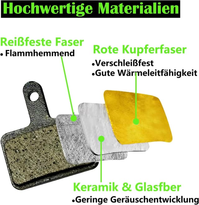 Detalle de Foanlerck 4 Paar Bremsbeläge für Fahrrad – Resin/Semi-Metallic für Shimano B01S/B03S/B05S und diverse Shimano-Modelle