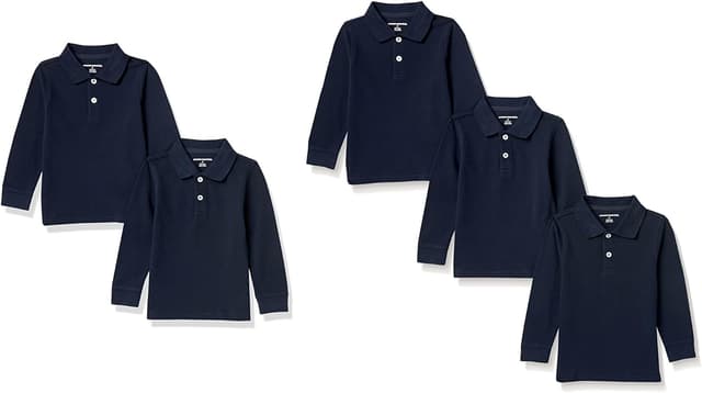 Detalle de Long-Sleeve Pique Polo for Boys, Classic Fit