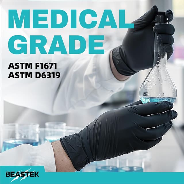 Thumbnail 4 de Beastek Black 100pcs Nitrile Gloves 4Mil