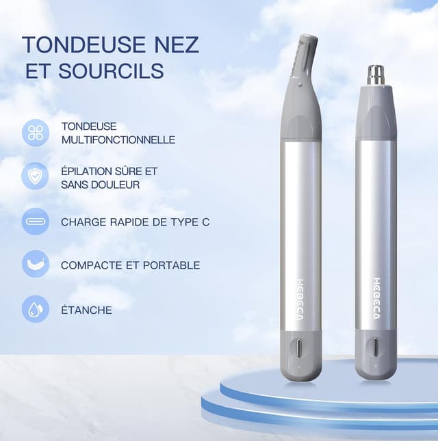 Thumbnail 6 de HEBECA tondeuse nez et oreilles 2 en 1 rechargeable étanche argent