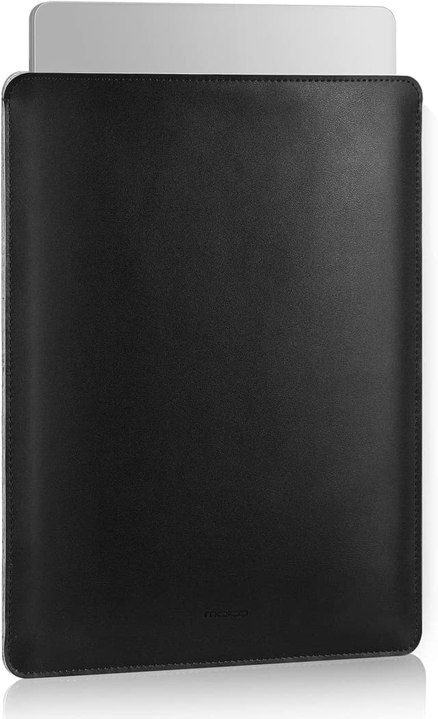 Detalle de MoKo Laptop-Hülle für MacBook Pro 14" (M2 Max, 2023/2021) – schlanke PU-Ledertasche mit Filzfutter, Schwarz
