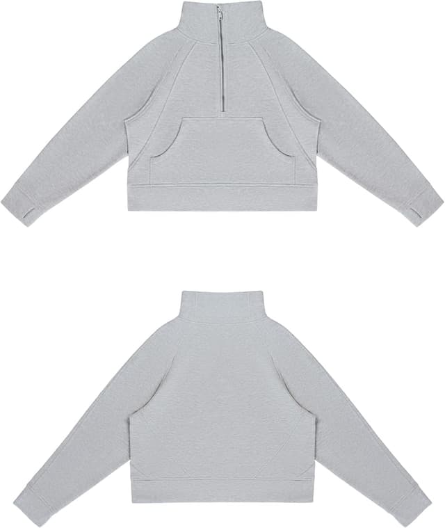 Thumbnail 2 de THE GYM PEOPLE Half Zip Fleece Crop Sweatshirt