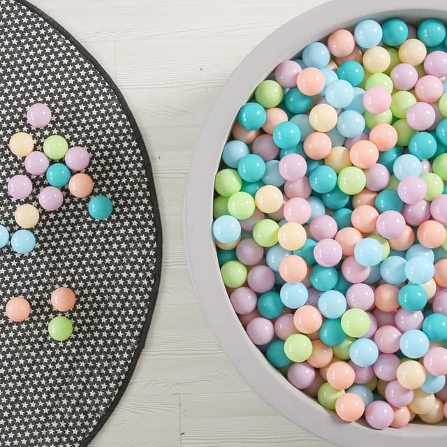 Detalle de GOGOSO 100-Piece Phthalate-Free, BPA-Free Soft Ball Pit Balls for Toddlers (2.15 in, Green/Blue/Pink/Purple/Beige)