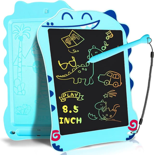 Detalle de Decute Dinosaur 8.5-inch LCD writing tablet for kids – blue doodle board with erase & lock