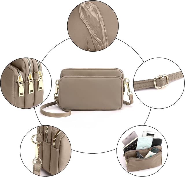 Detalle 2 de ModaZeal Small Crossbody Bag for Women – waterproof nylon multi-pocket phone bag