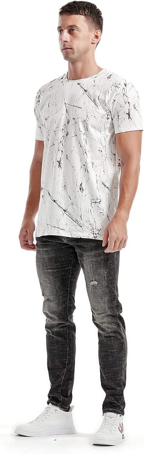 Detalle de RONOMO Herren T-Shirt aus 95% Baumwolle & 5% Spandex (Mikroelastik), hautfreundlich – mit Graffiti-Kunstdruck