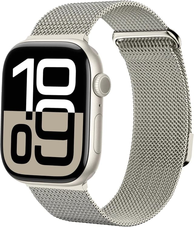 Detalle de Fullmosa cinturino in metallo Maglia Milanese compatibile con Apple Watch 42/41/40/38 mm (Serie 11/10 e altre) – Galassia