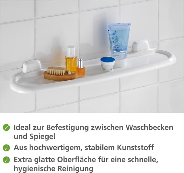 Detalle 2 de WENKO Estantería Pure de Plástico Blanco 58x5.5x14 cm
