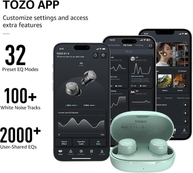 Detalle 2 de TOZO E1 In-Ear Bluetooth 5.3 mit App