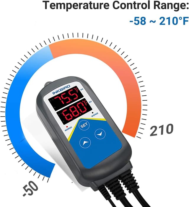 Detalle de Inkbird ITC-306T aquarium thermostat with dual control 🌡
