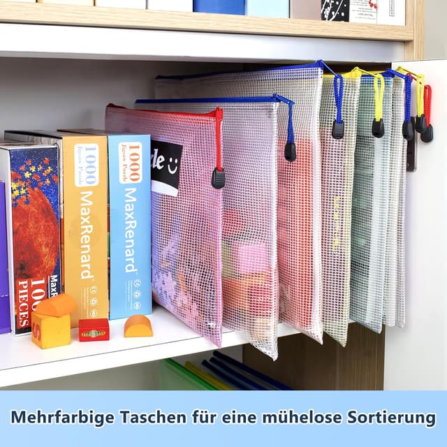 Thumbnail 6 de SUNEE Dokumententasche A6 (12er-Set) – wasserdichte Mesh-Dateitachen mit Reißverschluss in 6 Farben
