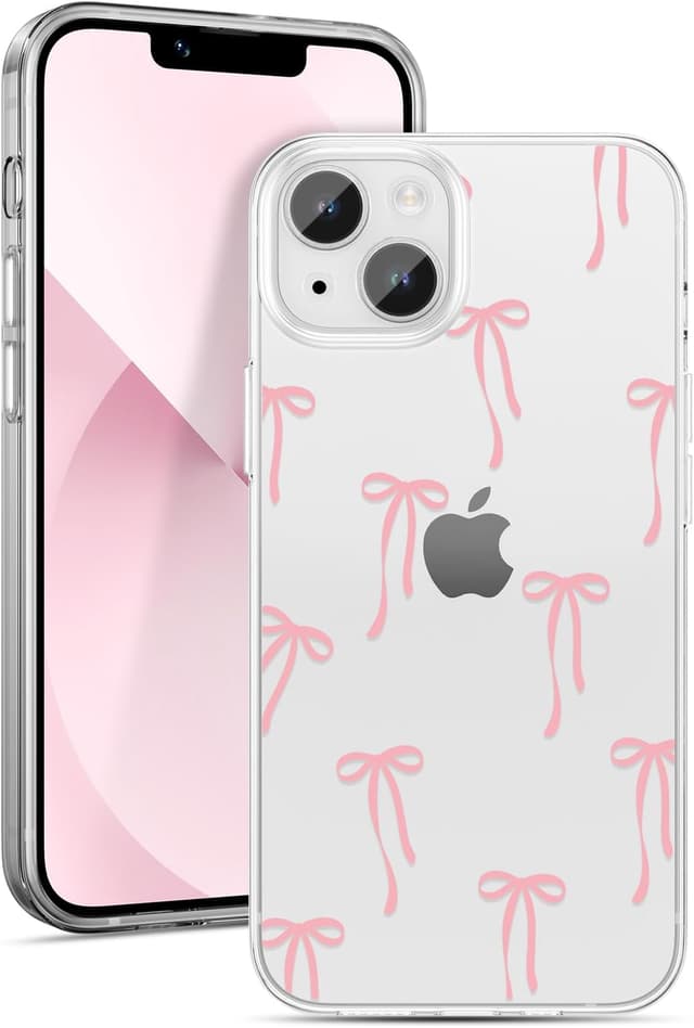 Detalle de ZTOFERA durchsichtige Schutzhülle für iPhone 14 Plus (6,7") mit Schleifen-Bowknot-Muster in Hellrosa