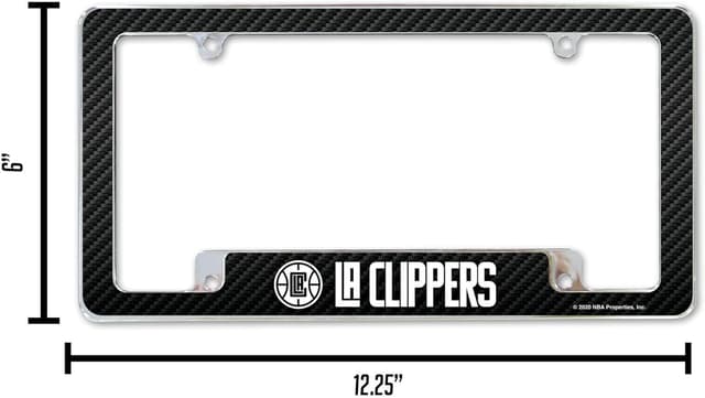 Detalle de Rico Industries NBA Basketball Primary 12" x 6" Chrome All Over License Plate Frame