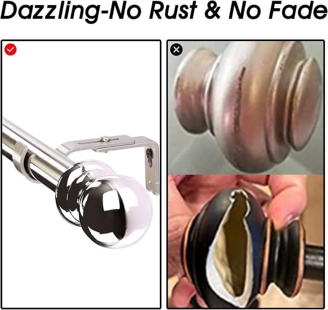 Thumbnail 2 de HARRMS ausziehbare Gardinenstange (76–369 cm) Edelstahl silber – Set für Schlafzimmer, Wohnzimmer & mehr