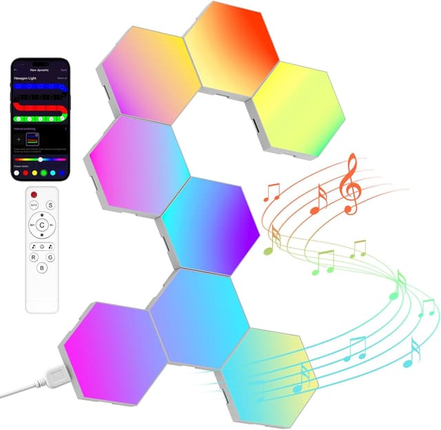 Detalle de Kangtaixin Hexagon LED Gaming Wandleuchte (8er Set) mit Musik-Sync & App-Steuerung