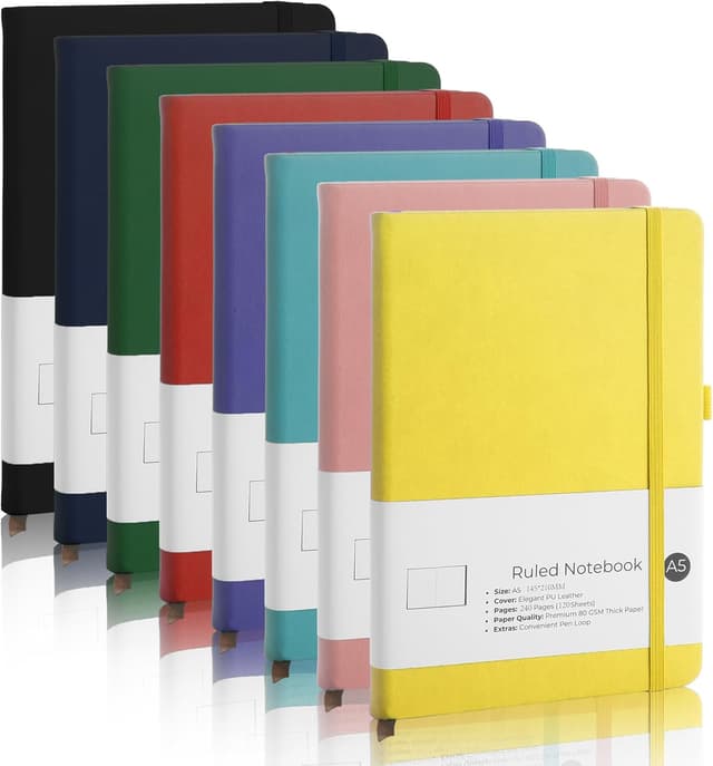 Detalle de MIVIDE 8 Pack A5 Journal Notebook 240pp 📔