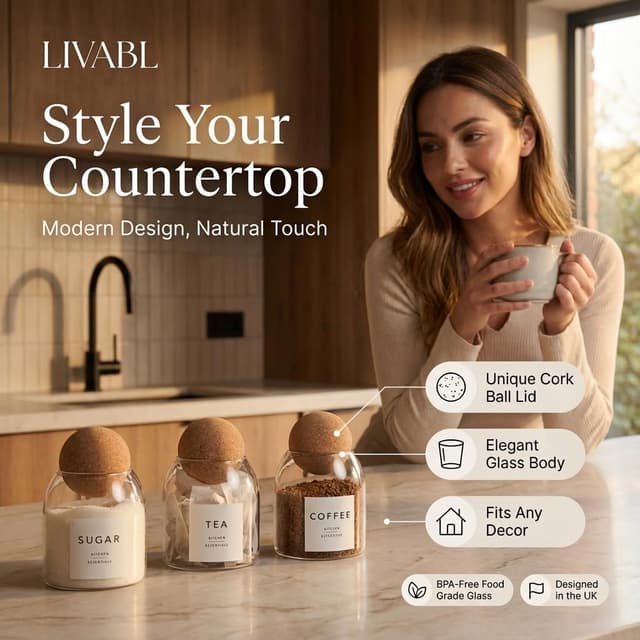 Detalle 2 de Tea Coffee Sugar canisters set 500ml