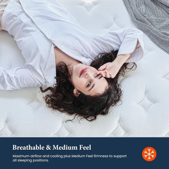 Detalle de Coolvie Twin Mattress 14 Inch Hybrid (Pocket Springs) in a Box