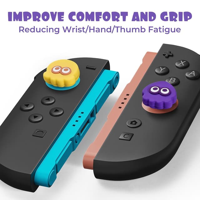 Detalle de Joystick-Kappen für Switch 2 (2er-Set) – FUNLAB Thumb Grips kompatibel mit Switch 2 & Pro Controller, Gelb & Lila (4 Stück)