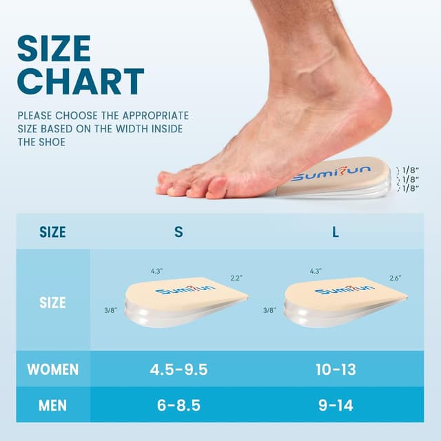 Detalle de Sumifun Heel Lift Inserts (Gel) for Women – Adjustable Orthopedic Heel Pads (S, Beige) – 1/8in/2/8in/3/8in