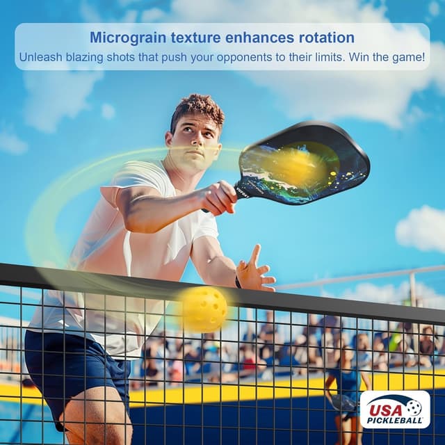 Detalle de Pickleball Paddles Set (2/4) with USAPA-Approved Carbon Fiber Surface and Honeycomb Core (Blue)