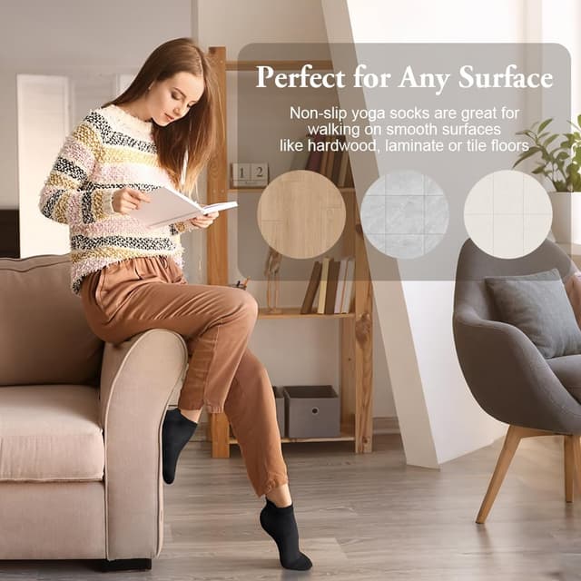 Thumbnail 6 de AOOWU calze antiscivolo con grip per yoga, pilates e fitness (3/5 paia) – taglia unica