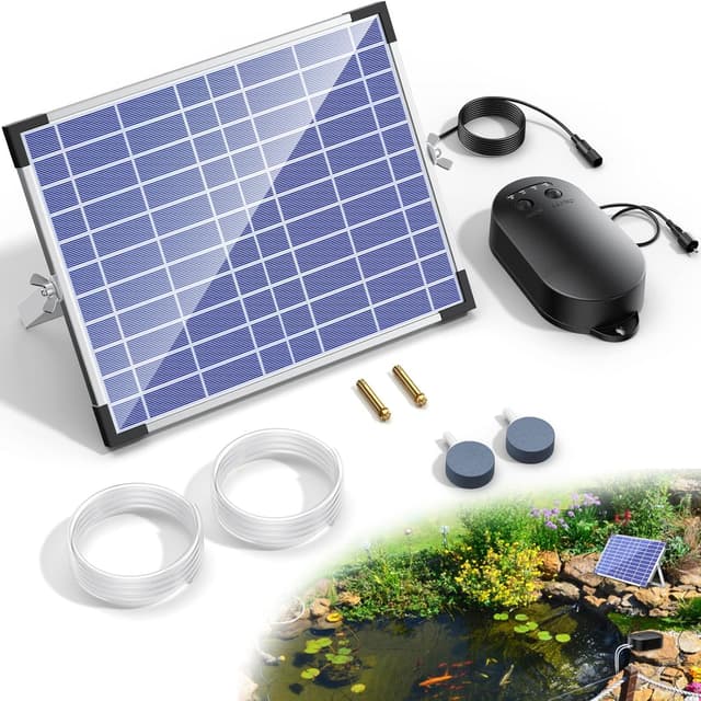 Detalle de Biling 15W Solar Pond Aerator with 4400mAh Battery and 3 Oxygen Modes (2 Air Stones, IPX5)