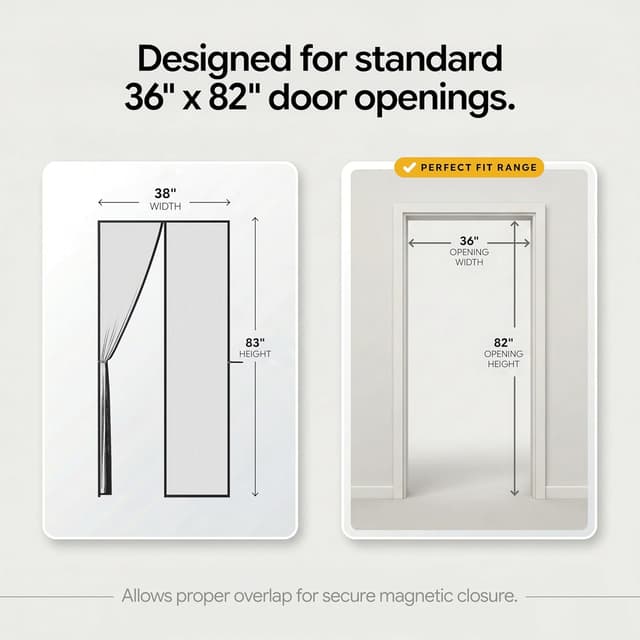 Detalle 2 de AUGO Magnetic Screen Door (38 x 83 in) — Self Sealing, Heavy Duty, Hands-Free Mesh Partition