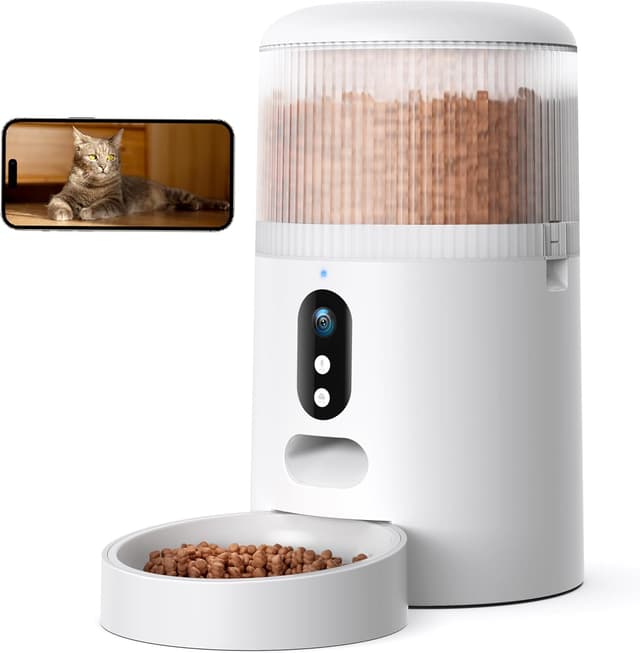 Detalle de faroro Automatic Cat Feeder with 3MP Camera (5G WiFi), Night Vision, 2-Way Audio