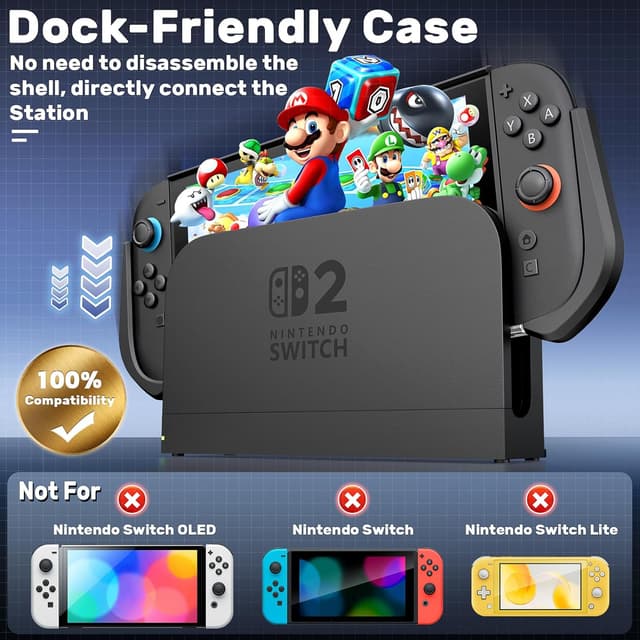 Detalle 2 de daydayup Carrying Protective Case Compatible with Nintendo Switch 2, Dockable Switch 2 Cover with Detachable Metal Bracket and Strap for Power Bank, Comprehensive Protection
daydayup Carrying Protective Case Compatibl…