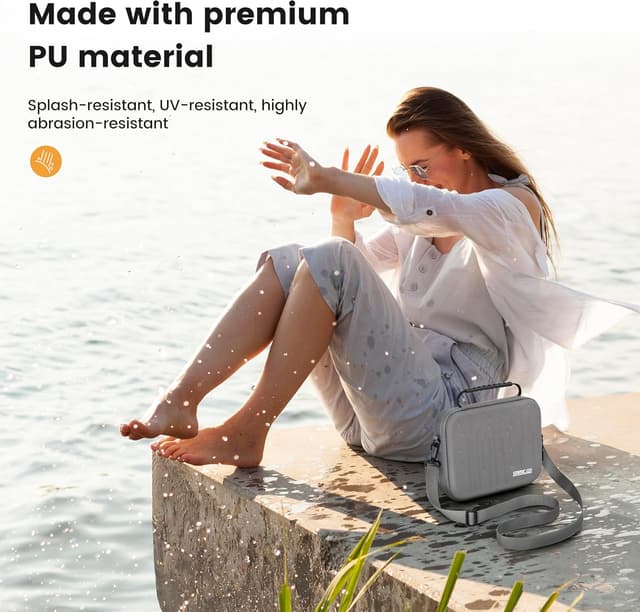 Detalle de STARTRC Neo 2 Tasche – tragbare PU-Umhängetasche für DJI Neo 2 und Akku-Zubehör