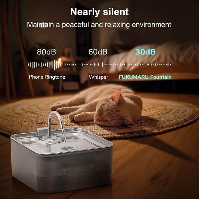Detalle de FUKUMARU 7L Dog Water Fountain with Ultra Quiet 28.5dB Pump & 4-Stage Filter System