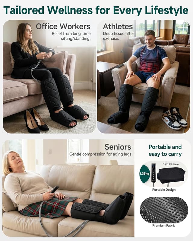 Detalle de Snailax Leg Massager with Heat and Compression for Calves and Feet