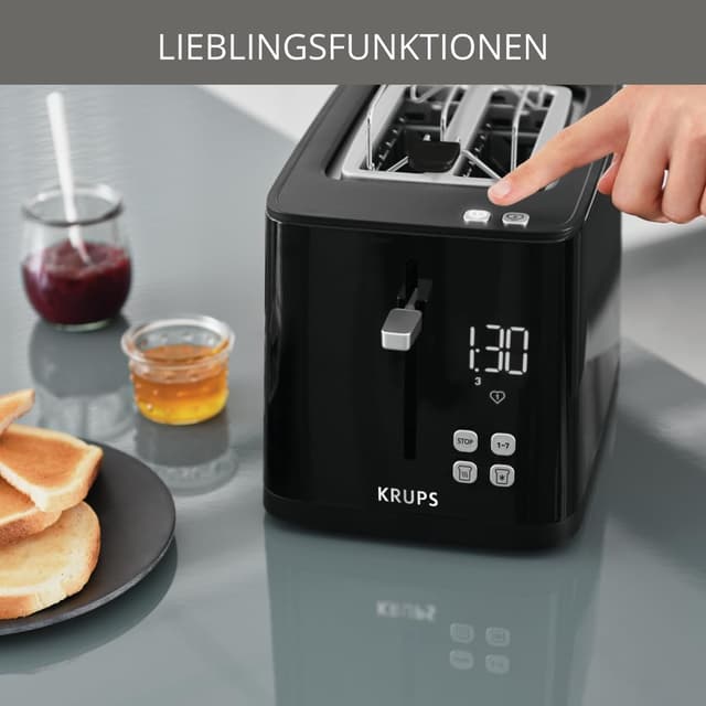 Detalle de Krups KH641810 Smart’n Light Zwei-Scheiben-Toaster mit Digitaldisplay und Countdown