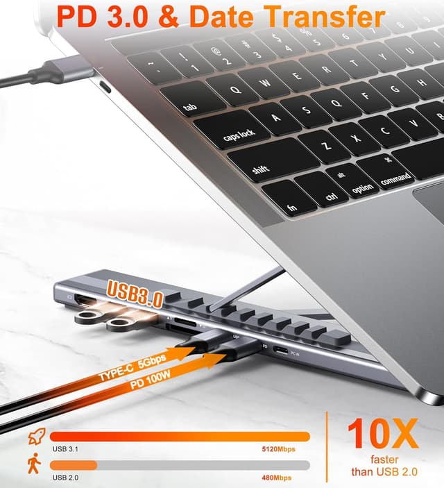 Detalle 1 de Mukiya USB-C Laptop Dockingstation 8 in 1