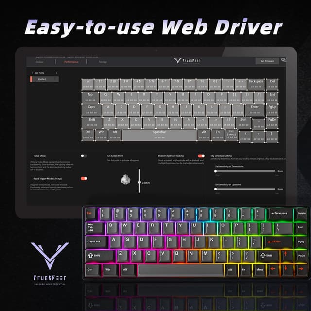 Detalle de DrunkDeer G65 Rapid Trigger mechanische Tastatur (G65 ANSI) – 65% mit Magnetschaltern, RGB & PBT-Tastenkappen