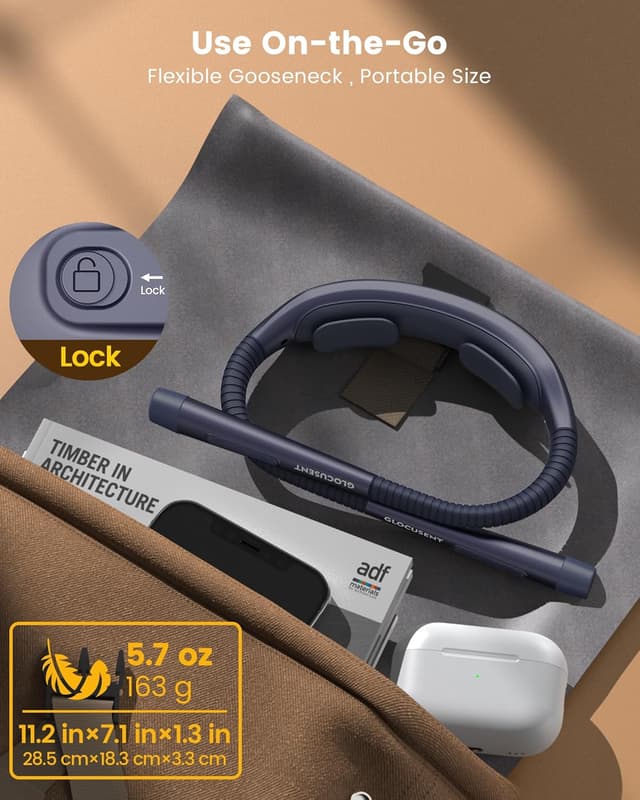 Thumbnail 6 de Glocusent Nacken-Leselampe fürs Bett mit Timer & Einschlafhilfe (3 Farben, 5 Helligkeitsstufen) – Marineblau