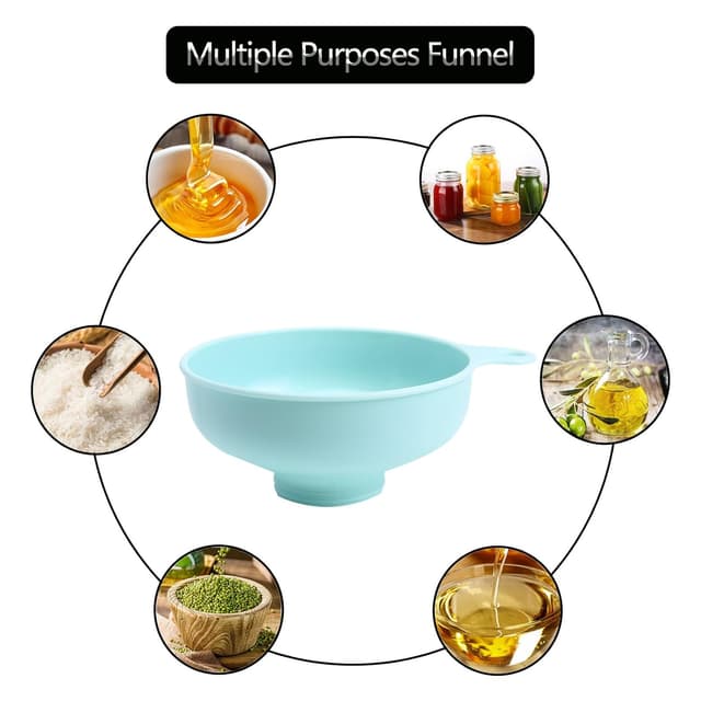 Detalle 2 de CORJEEJOR 3-in-1 Trichter-Set mit breiter Öffnung (Kunststoff) für Küche, Flaschenbefüllung & Nachfüllungen