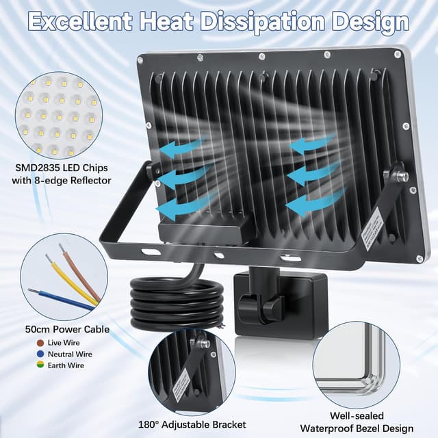 Thumbnail 4 de TASINUO LED Strahler 100W Bewegungsmelder IP67