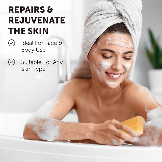 Detalle de VALITIC Kojic Acid Dark Spot Remover Soap Bar Bundle (Turmeric, Vitamin C, Retinol, Shea Butter) — 3 Pack with African Net