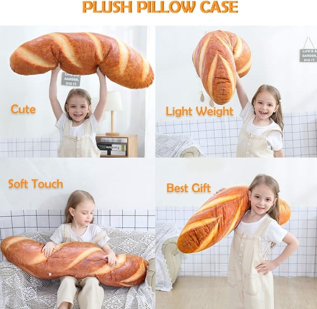 Detalle de Wepop 40 in 3D Simulation Bread Shape Pillow (French Bread Lumbar Cushion)